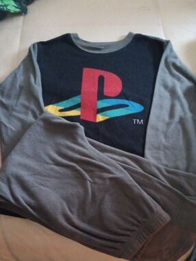 Sony PlayStation Black & Gray Graphic Logo Pajama Set